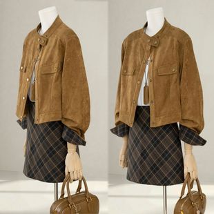 美拉德外套女短款小个子2025春秋新款今年流行炸街爆款鹿皮绒夹克