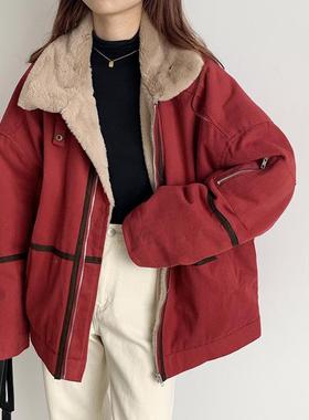 棉衣棉服羊羔毛外套女春秋季2021年新款百搭学生韩版宽松加绒加厚