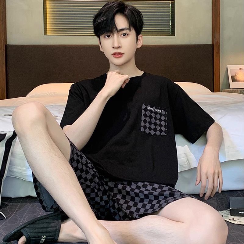 新款睡衣男士夏季短袖夏天薄款纯棉可外穿休闲宽松全棉家居服套装