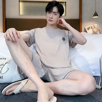 纯棉睡衣男士夏季短袖短裤夏天薄款可外穿休闲宽松全棉家居服套装