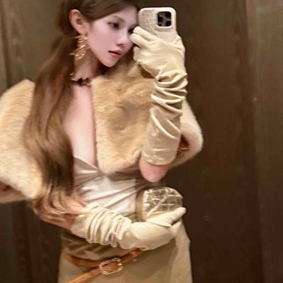 Jinelle 2025 秋冬新品气质名媛保暖搭配王多次出场麂皮手套女