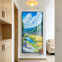 治愈系风景玄关装饰画宫崎骏风雪山走廊过道客厅挂画清新北欧田园