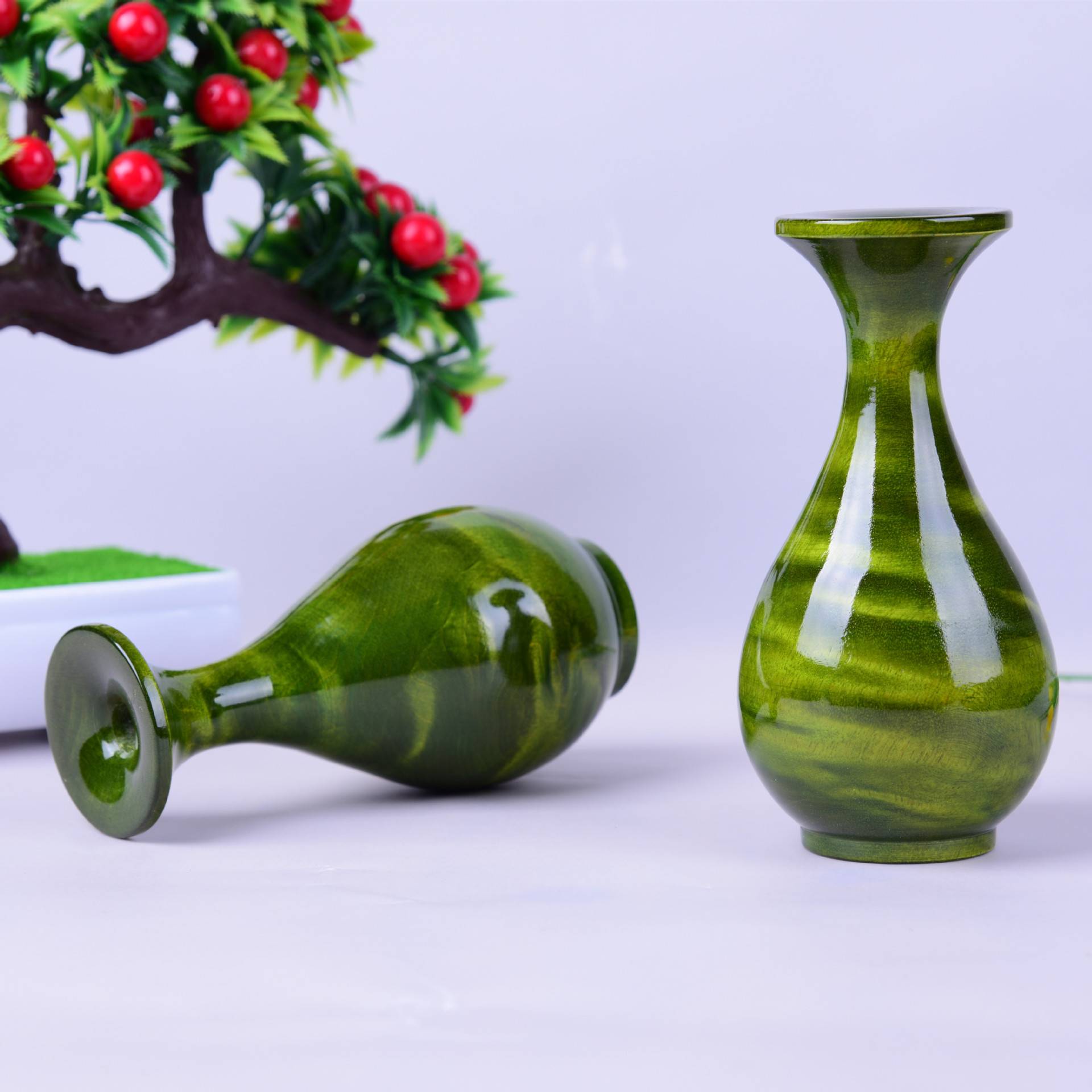 金匠大作中式古典简约插花金丝楠阴沉木实木摆件家居装饰品干花瓶