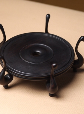 金匠大作红木雕花瓶花盆底座紫光檀盆景花架花几兰花实木圆方形