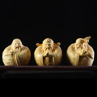 金匠大作木雕福禄寿人物文玩随身手把件家用店铺开业装饰工艺礼品