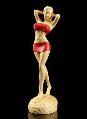 金匠大作黄杨木雕工艺品摆件人物美女家居送礼品