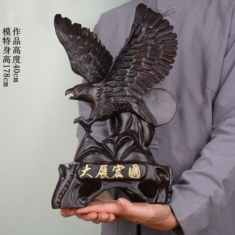 金匠大作黑檀木雕大展宏图雄鹰摆件草花梨实木质商务办公乔迁红木