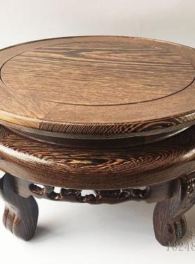 金匠大作红木花架花几实木质花盆鱼缸底座圆形鸡翅木制瓷瓶摆件花