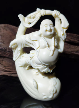 金匠大作舞动弥勒佛像摆件家居客厅风水跳跃笑佛工艺品车载手把件