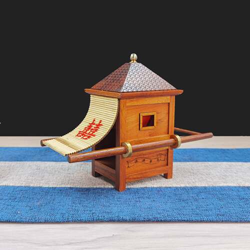 金匠大作缅甸花梨小花轿红木仿古微型小摆件创意喜事年年家居摆设