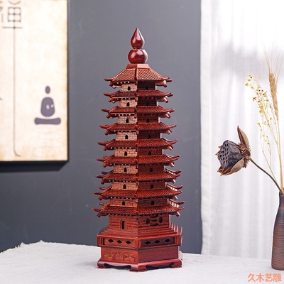 金匠大作缅甸花梨文昌塔九层书桌房木雕摆件中高考礼品大果紫檀红