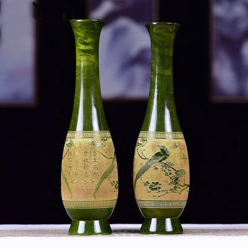 金匠大作金丝楠木雕喜上眉梢花瓶摆件实木创意插花干花花瓶家居客