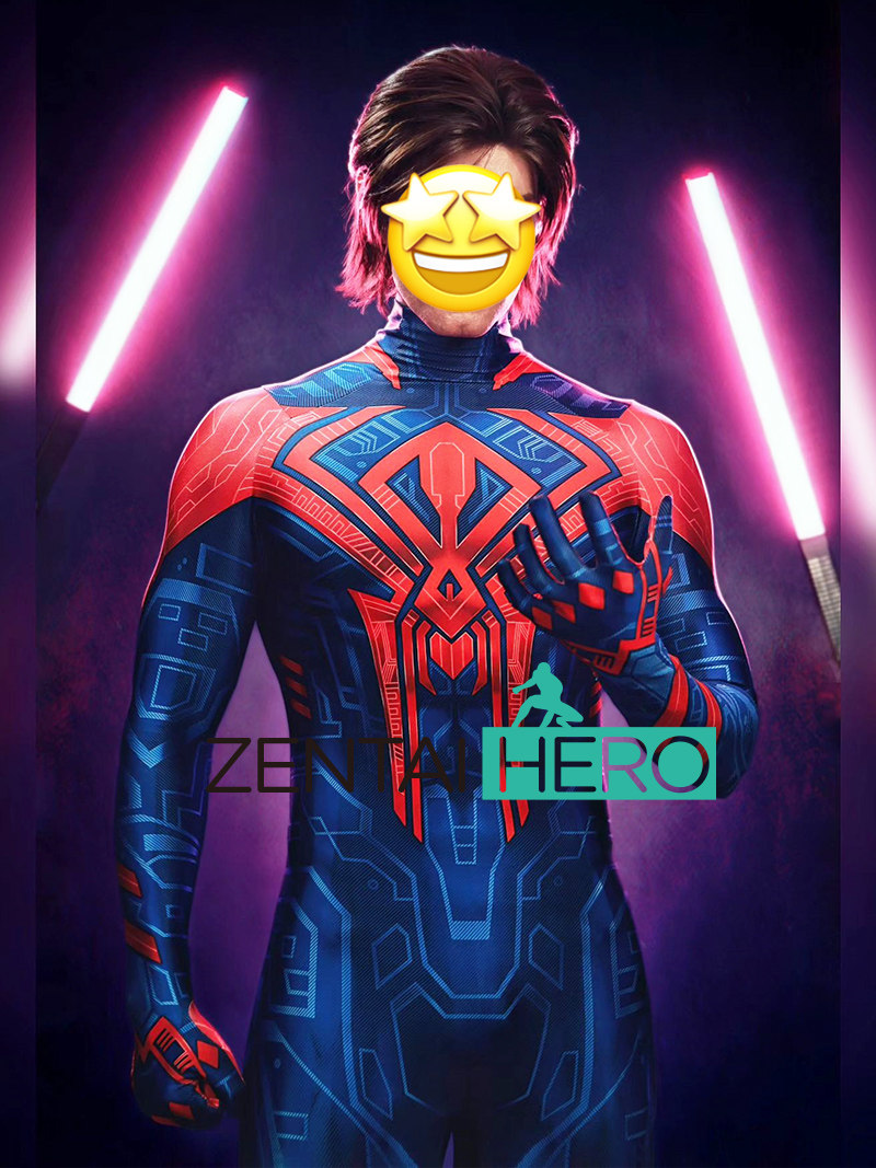 新版纵横宇宙2099蜘蛛cosplay战衣超酷数字印花莱卡打底衣万圣节