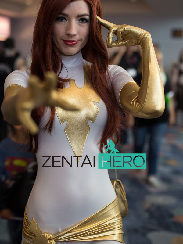 格雷 凤凰女英雄白色拼接紧身衣 cos服装女 扮演