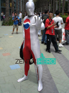 新款 百事超人连体紧身衣 Pepsi Cosplay涂胶全包英雄战服万圣节