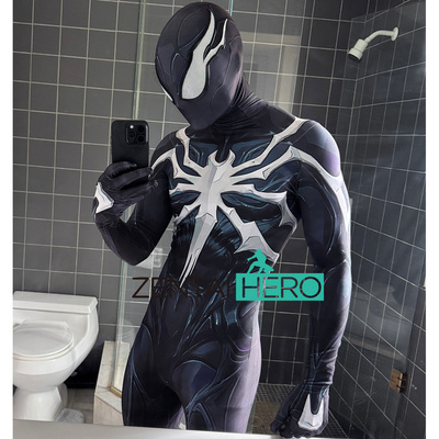 漫威争锋黑色肌肉毒液蜘蛛弹力莱卡紧身衣Rivals Venom Cosplay