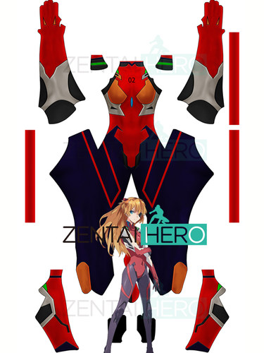 新款 明日香剧场版莱卡印染连体紧身衣Asuka Cosplay
