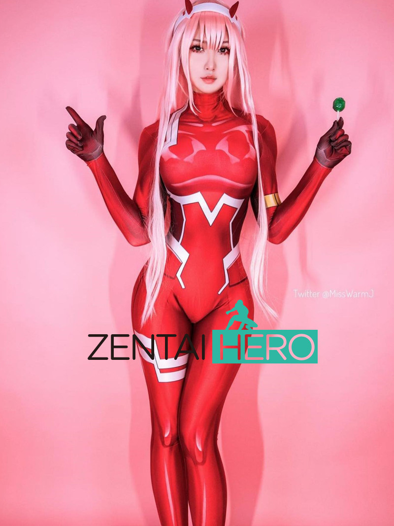 二次元漫展女zero two 02 darling in the franxx 印染连体紧身衣