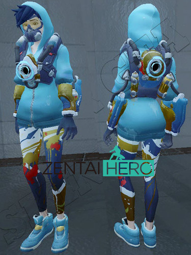 印染莱卡守望游戏OW Tracer 猎空紧身裤子 Cosplay打底裤Zentai