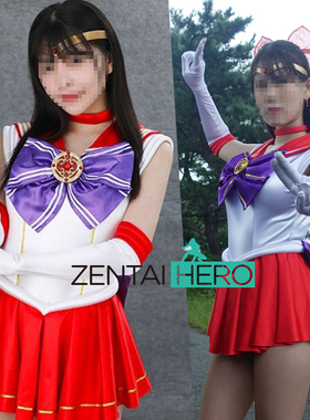 特摄giga 红白缎面拼接美少女战士水手服 连档连体裙 舞台表演服