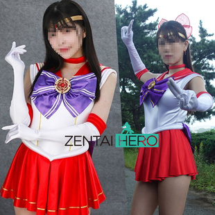 连档连体裙 舞台表演服 红白缎面拼接美少女战士水手服 特摄giga