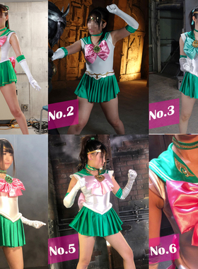 特摄性感giga绿白缎面美少女战士水手服木星cosplay体操连体裙