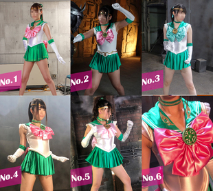 特摄性感giga绿白缎面美少女战士水手服木星cosplay体操连体裙