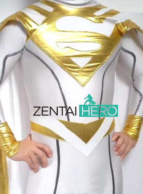 新款弹力Clark紧身衣 白金莱卡涂胶拼接英雄服装 定制披风带logo