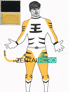 老虎装兽派兽人黑金色弹力拼接连体紧身衣 角色扮演zentai cos服