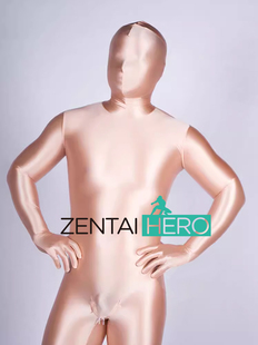 新款全包高弹zentai性感香槟色油光布光亮丝滑连体紧身衣cos服装