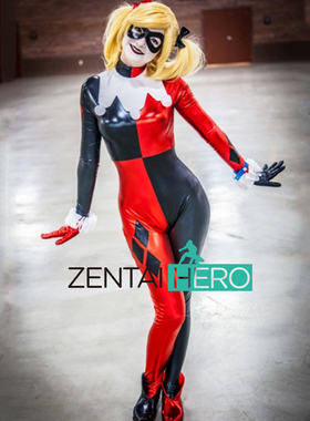 漫展漫画自杀小队哈莉奎茵连体紧身衣涂胶拼接Harley Quinn扮演服