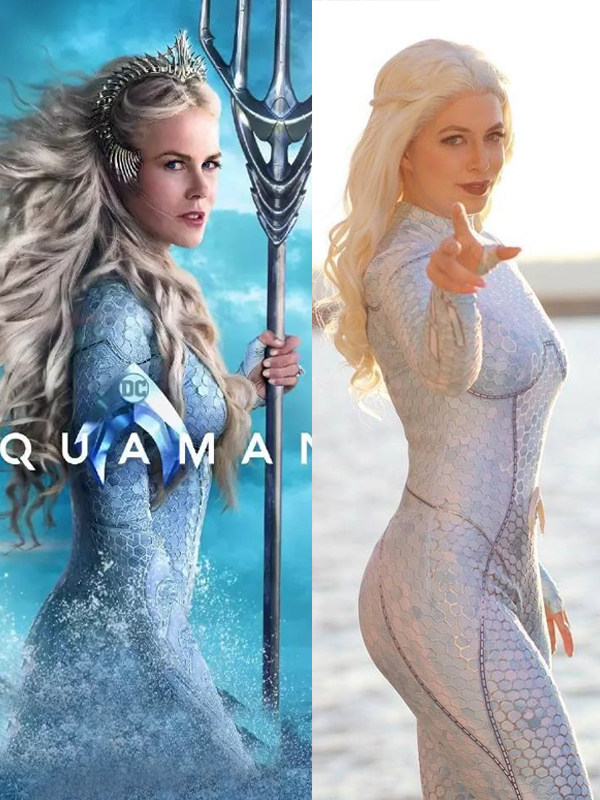 实拍 DC2018电影海王Aquaman 亚特兰娜Atlanna Cos英雄连体紧身衣