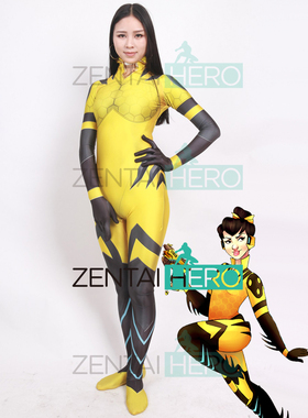 包邮 守望游戏B.Va大黄蜂皮肤Cosplay橙色皮肤d.va Zentai 紧身衣
