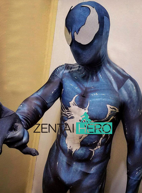 实拍 Venom Symbiote 毒液共生体英雄弹力莱卡连体紧身衣扮演服装