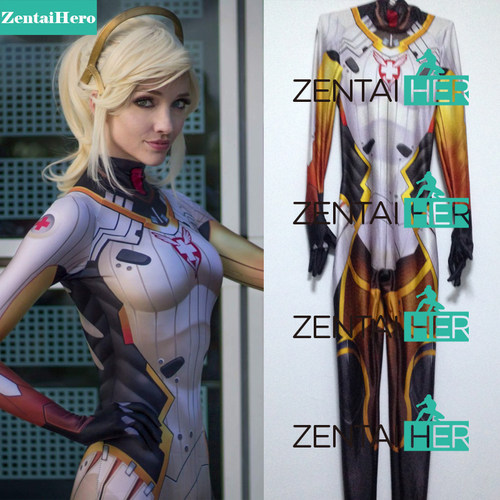 实拍天使Mercy D.VA连体紧身衣Cosplay守望游戏dva天使结合体皮肤
