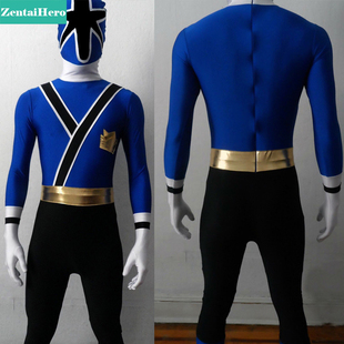 实拍 超能战士武侍战队英雄紧身衣真剑蓝 Power Rangers SAMURAI