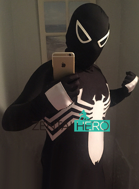 热销黑蜘蛛毒液共生体Symbiote Spiderman 万圣节漫展连体紧身衣