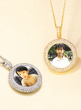 原创轻奢S925纯银纪念吊坠项链防水相片定制照片送女友冷珐琅