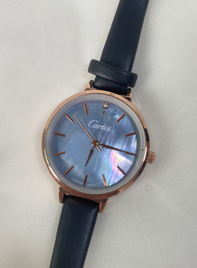 蓝色贝母手表女韩风chic复古简约气质渐变精致腕表小众设计品牌女