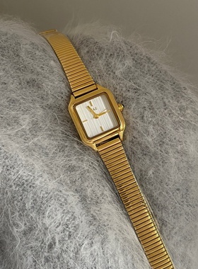 IEKE韩系简约风金色链条手表女士高级感小众气质时尚百搭石英小表