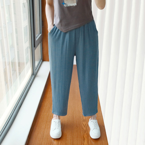 松紧腰冰丝凉凉裤九分夏大码女裤