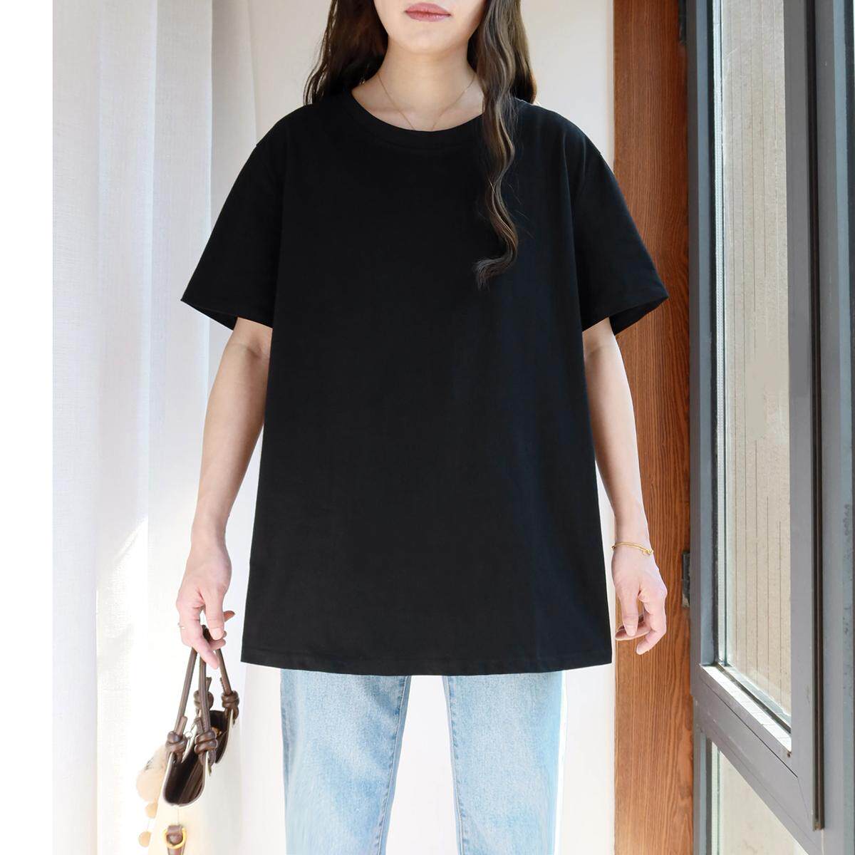 大码短袖T恤女胖mm200斤夏季加肥加大纯棉宽松遮屁股纯色半袖上衣