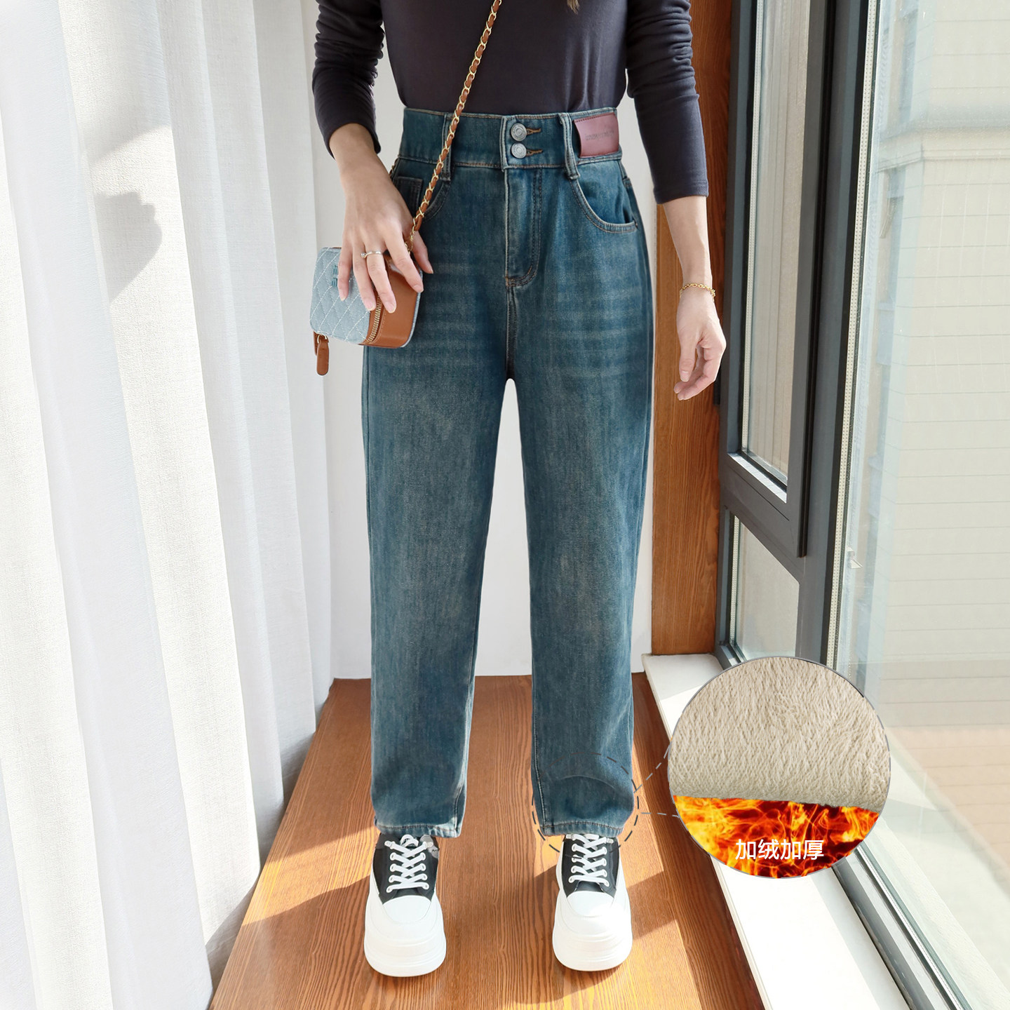 大码加绒牛仔裤微胖裤子胖mm遮胯冬季加肥梨型身材厚款保暖直筒裤,女装/女士精品,牛仔裤,淘宝优惠券,粉丝福利购,淘宝优惠卷