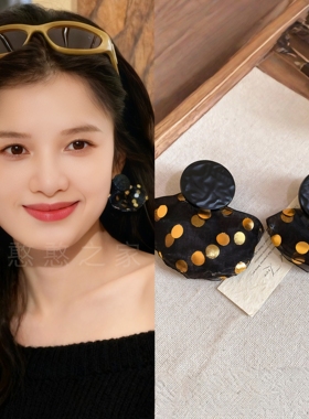 张婧仪同款黑色耳环耳饰耳钉耳夹耳坠旅游度假饰品2025秋冬新款女