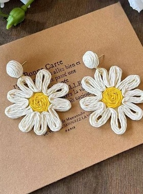 旅游度假白色镂空花朵耳环耳饰耳钉耳夹耳坠饰品2025春夏新饰品女