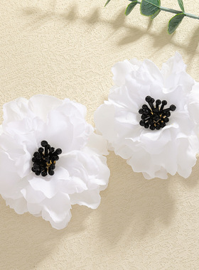 旅游度假白色花朵耳环耳饰耳钉耳夹耳坠饰品2025春夏新女饰品潮流