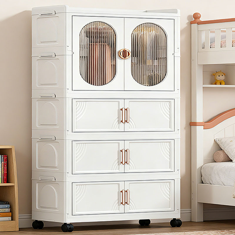 80大容量免安装折叠储物柜对开门儿童衣物收纳柜家用婴幼儿小衣橱