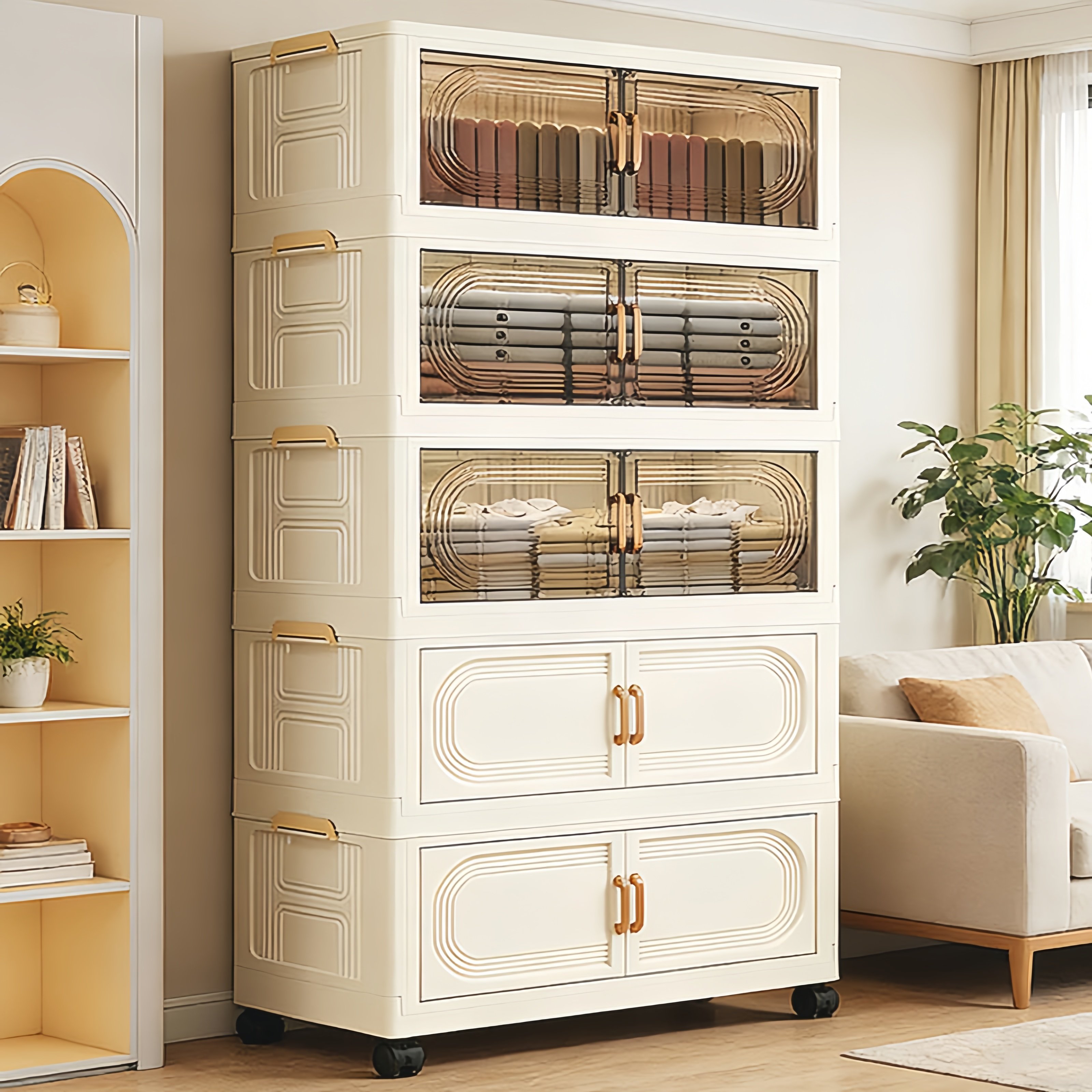 超大容量可折叠卧室衣物收纳柜客厅零食玩具整理柜双开门置物柜子,收纳整理,收纳柜,淘宝优惠券,粉丝福利购,淘宝优惠卷