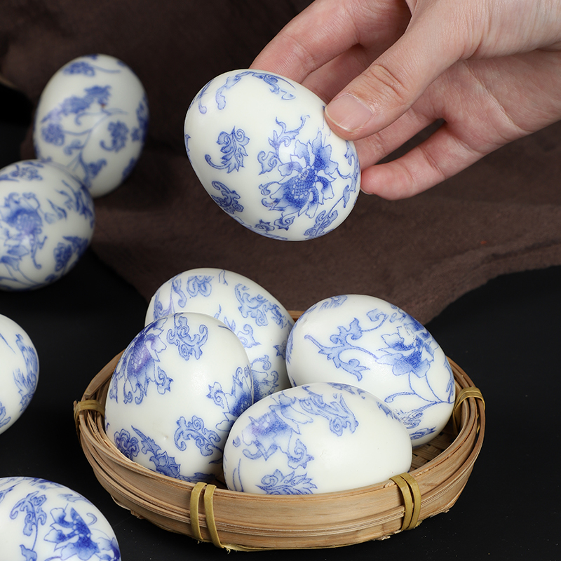 仿真青花瓷蛋鸡蛋鸭蛋模型装饰摆件手工艺术品涂鸦绘画蛋幼儿教具图片