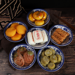 仿真甜品碗模型麻花桂花糕馒头烧饼红糖麻糍花卷汤圆面点装饰道具